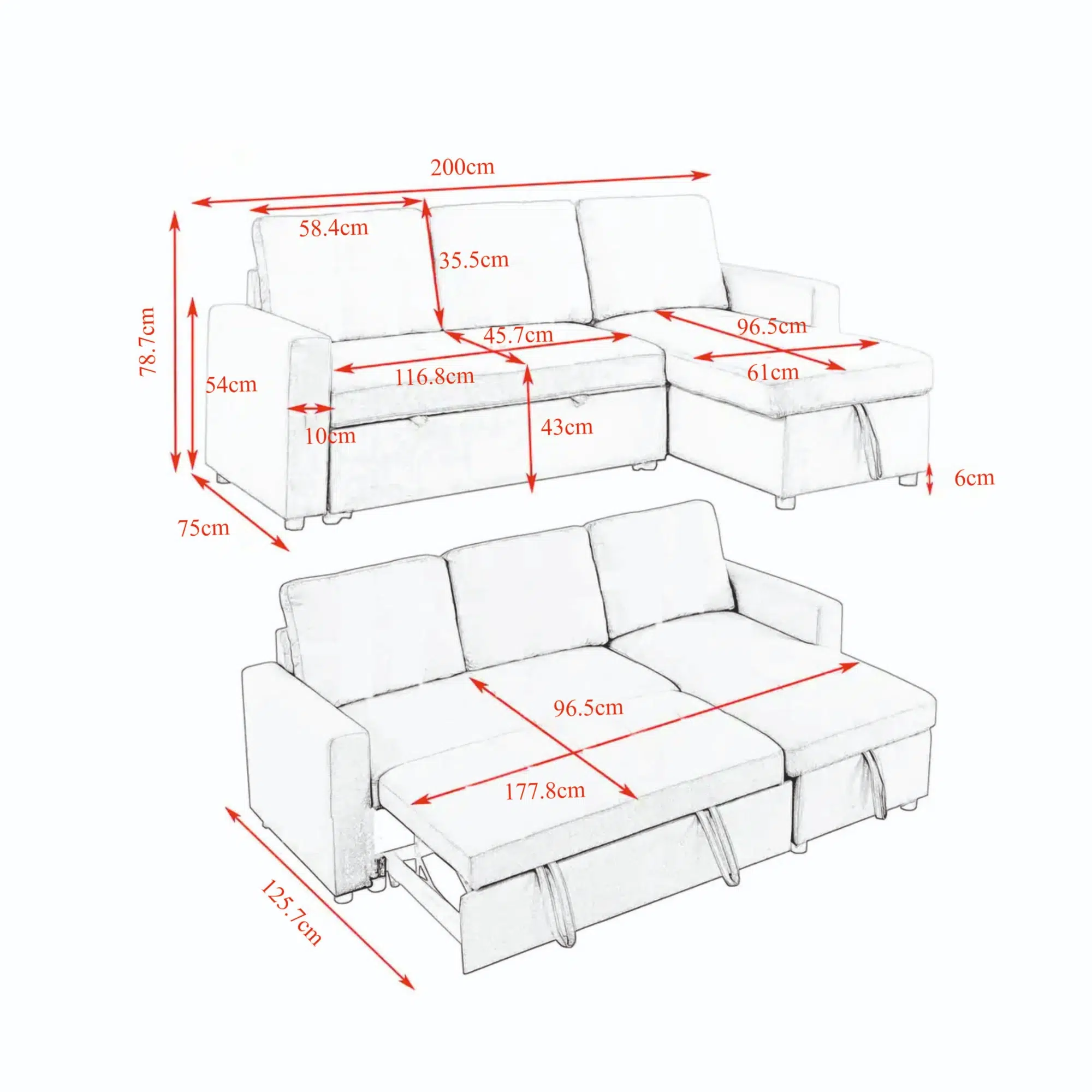 Hunter 3-Seater Corner Sofa Bed - Image 2