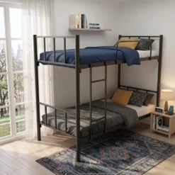 Leo Heavy Duty Steel Bunk Bed Black Dubai UAE