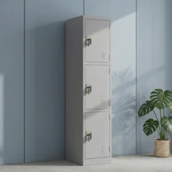 3-Door Steel Locker Grey Labour Camp Dubai