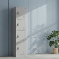 4-door grey steel locker for labour camp Dubai
