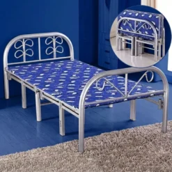 Metal Folding Bed Silver Blue Dubai UAE
