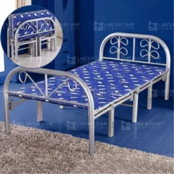 Metal Folding Bed Silver Blue Dubai UAE