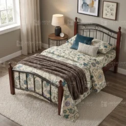 Wooden Steel Bed Mahogany Dubai UAE