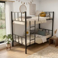Leo Heavy Duty Steel Bunk Bed Black Dubai UAE