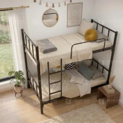Leo Heavy Duty Steel Bunk Bed Black Dubai UAE