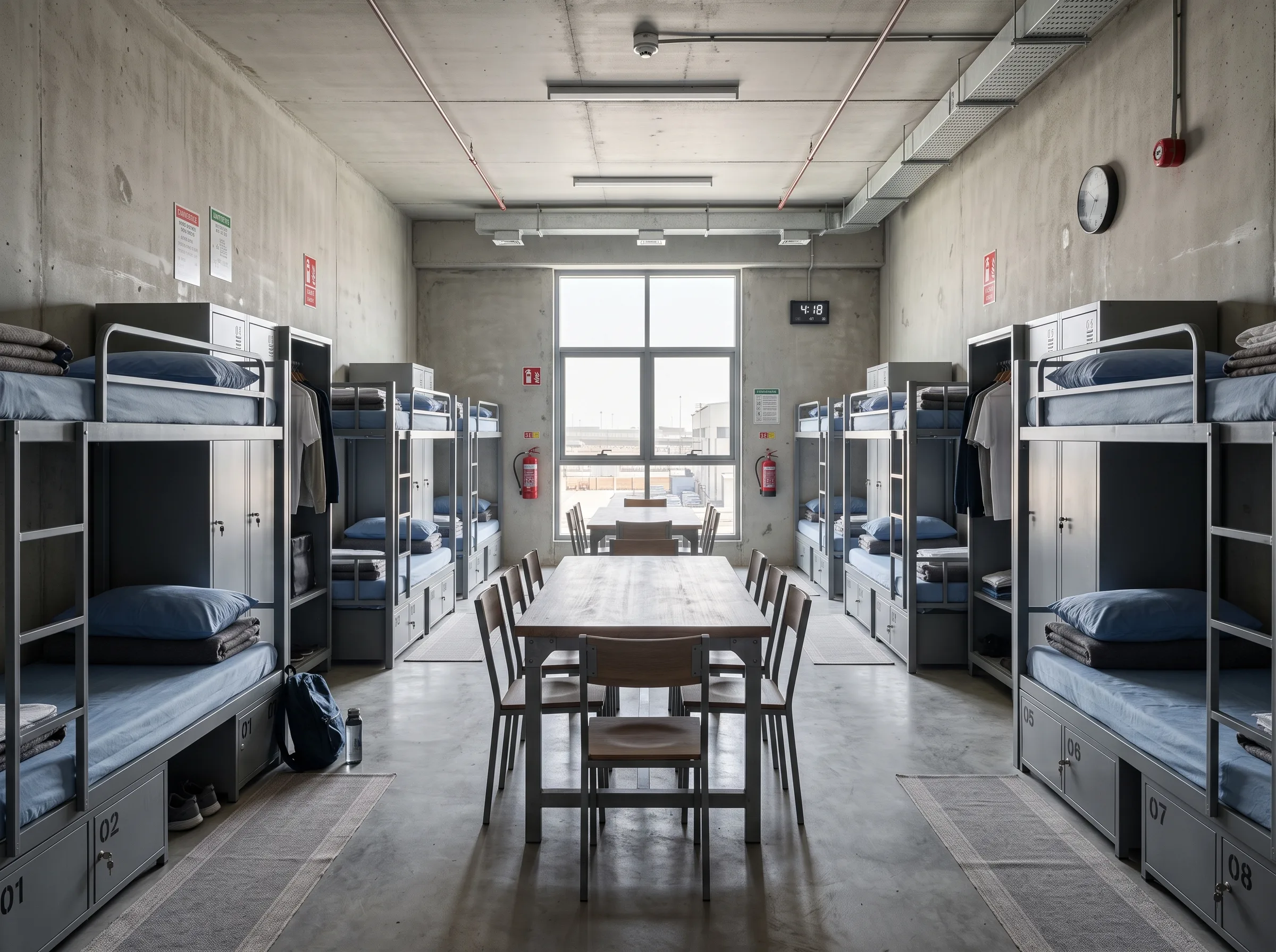 Complete staff accommodation furniture package for UAE labour camps.