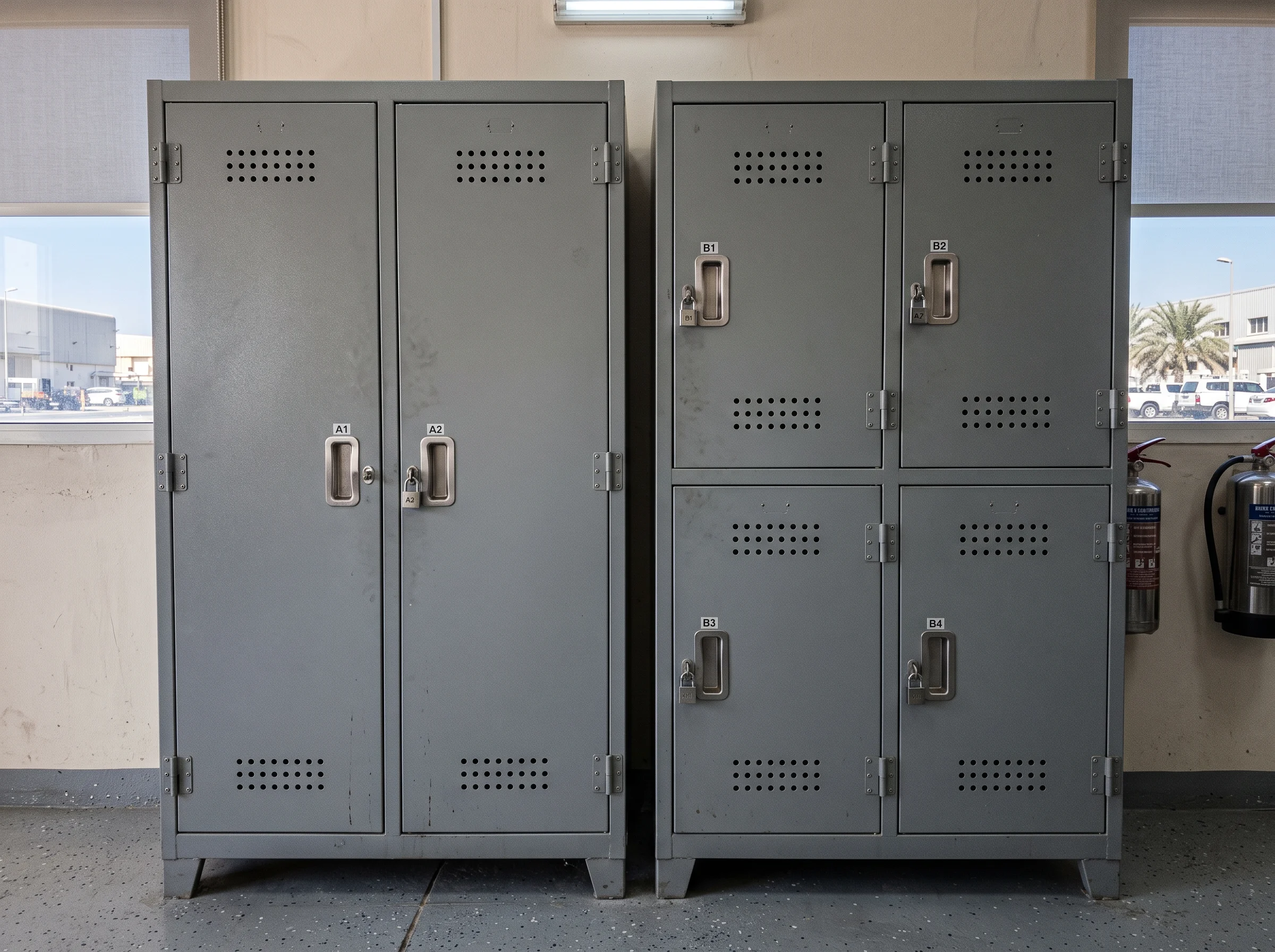 Comparison of 2-door and 4-door steel lockers