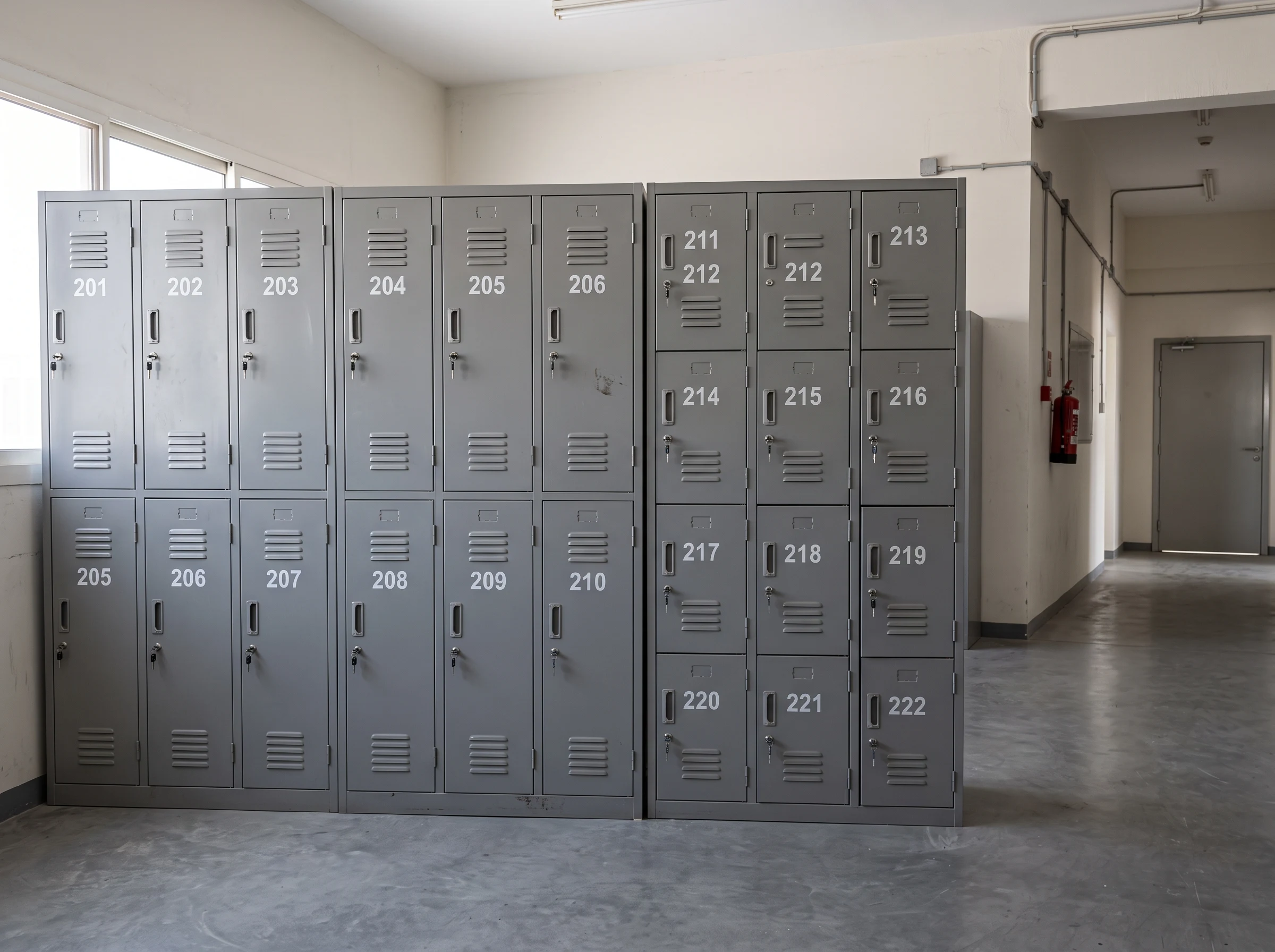 4-door steel lockers in UAE labour camp accommodation