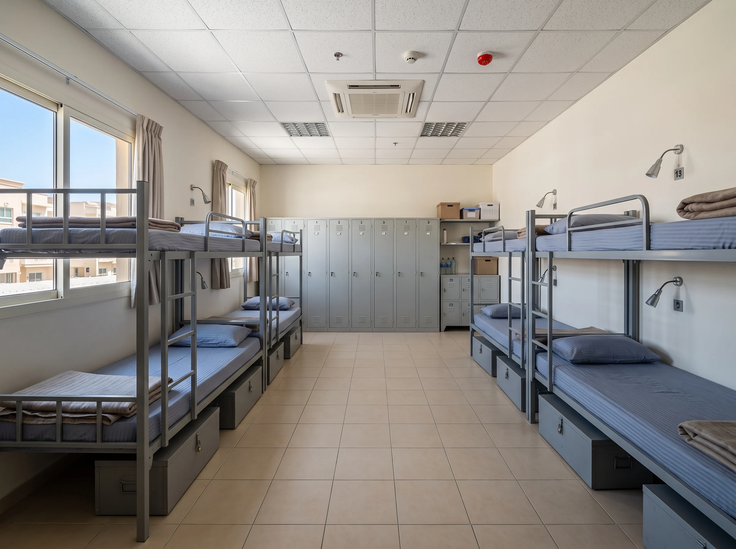Metal wardrobe setup for UAE staff accommodation